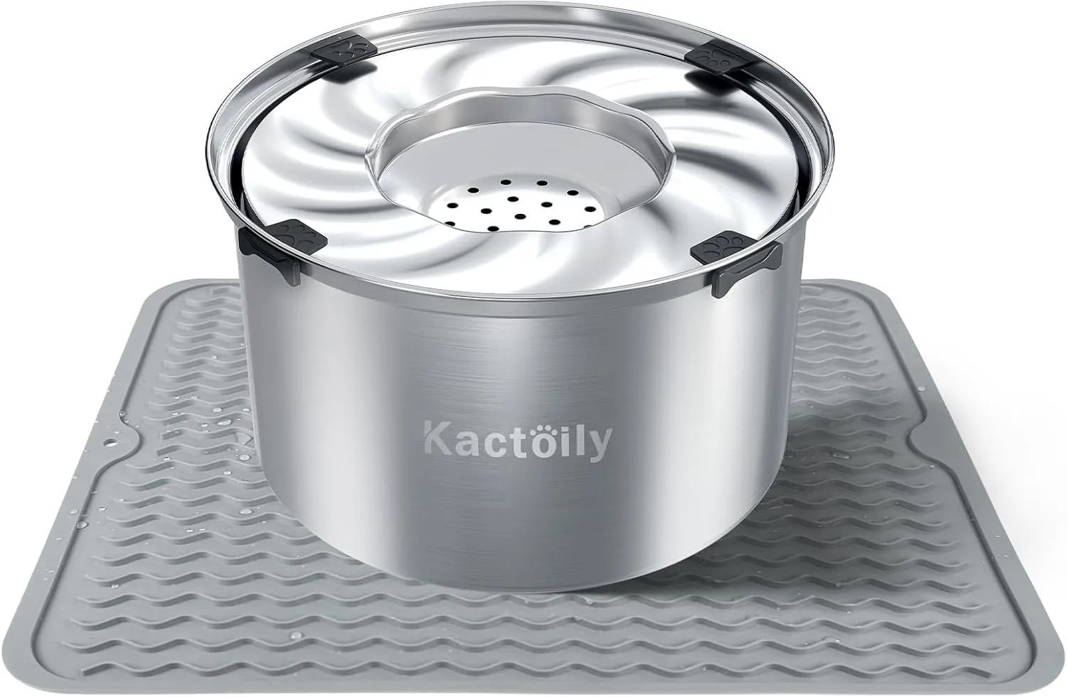 1.5 Gal Dog Water Bowl No Spill, 5.6L Stainless Steel Bowls and Non-Slip Dog Bowl Mats for Food and Water, Silicone Pet Feeding Mats for Floors Waterproof