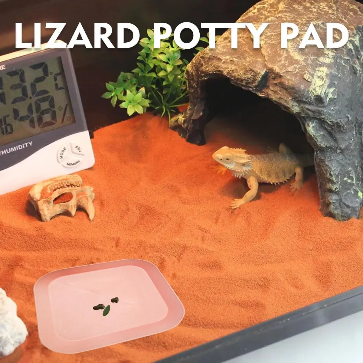2 Pcs Leopard Gecko Potty Pad,Crested Gecko Potty LatrineLeopard Gecko TrayReptile Litter BoxPortable Gecko Tank Accessories (Pink)
