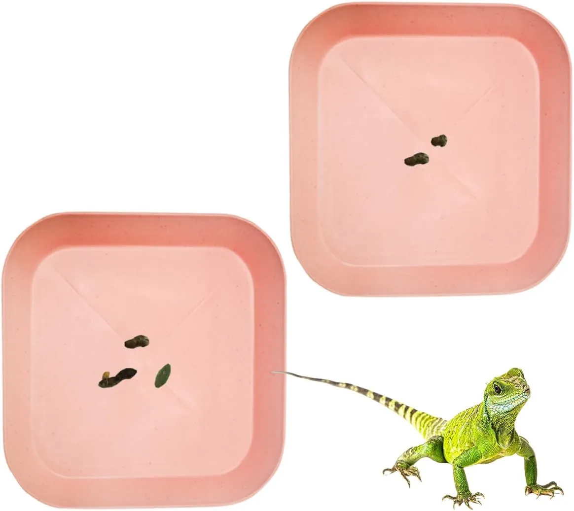 2 Pcs Leopard Gecko Potty Pad,Crested Gecko Potty LatrineLeopard Gecko TrayReptile Litter BoxPortable Gecko Tank Accessories (Pink)