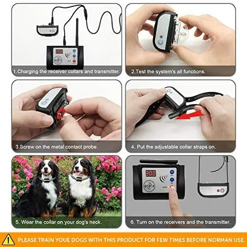 [2019 UPDATED] Wireless Invisible Dog Fence System, Safe Outdoor Electric Beep/Vibration/Shock Collar with Remote, Waterproof and Rechargeable Transmitter and Collar for 2 Dogs - Small Medium or Large