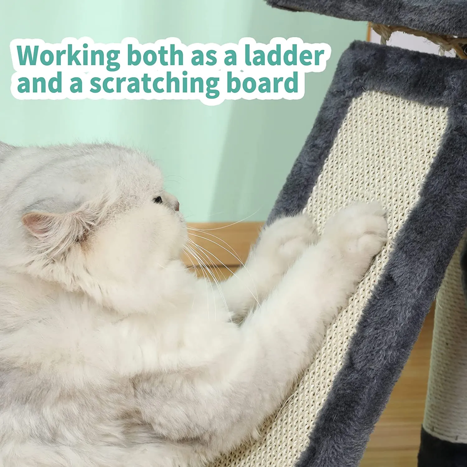 57” Cat Tree Tower for Indoor Cats Stand House Furniture, Multi-fun Kittens Activity Cat Condo with Hammock Cat Scratcher Plush Perch for Play Rest