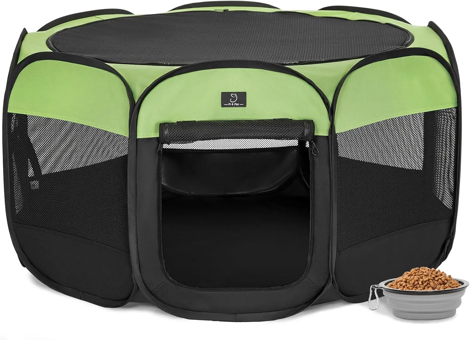 A4Pet Dog Playpen, Portable Pet Playpen, Foldable Dog Playpen Indoor/Outdoor - Ideal for Puppies, Kittens, and Small Animals - Removable Zipper & Collapsible Travel Bowl