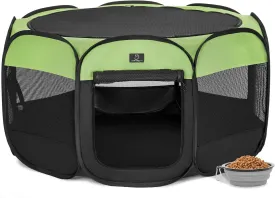 A4Pet Dog Playpen, Portable Pet Playpen, Foldable Dog Playpen Indoor/Outdoor - Ideal for Puppies, Kittens, and Small Animals - Removable Zipper & Collapsible Travel Bowl