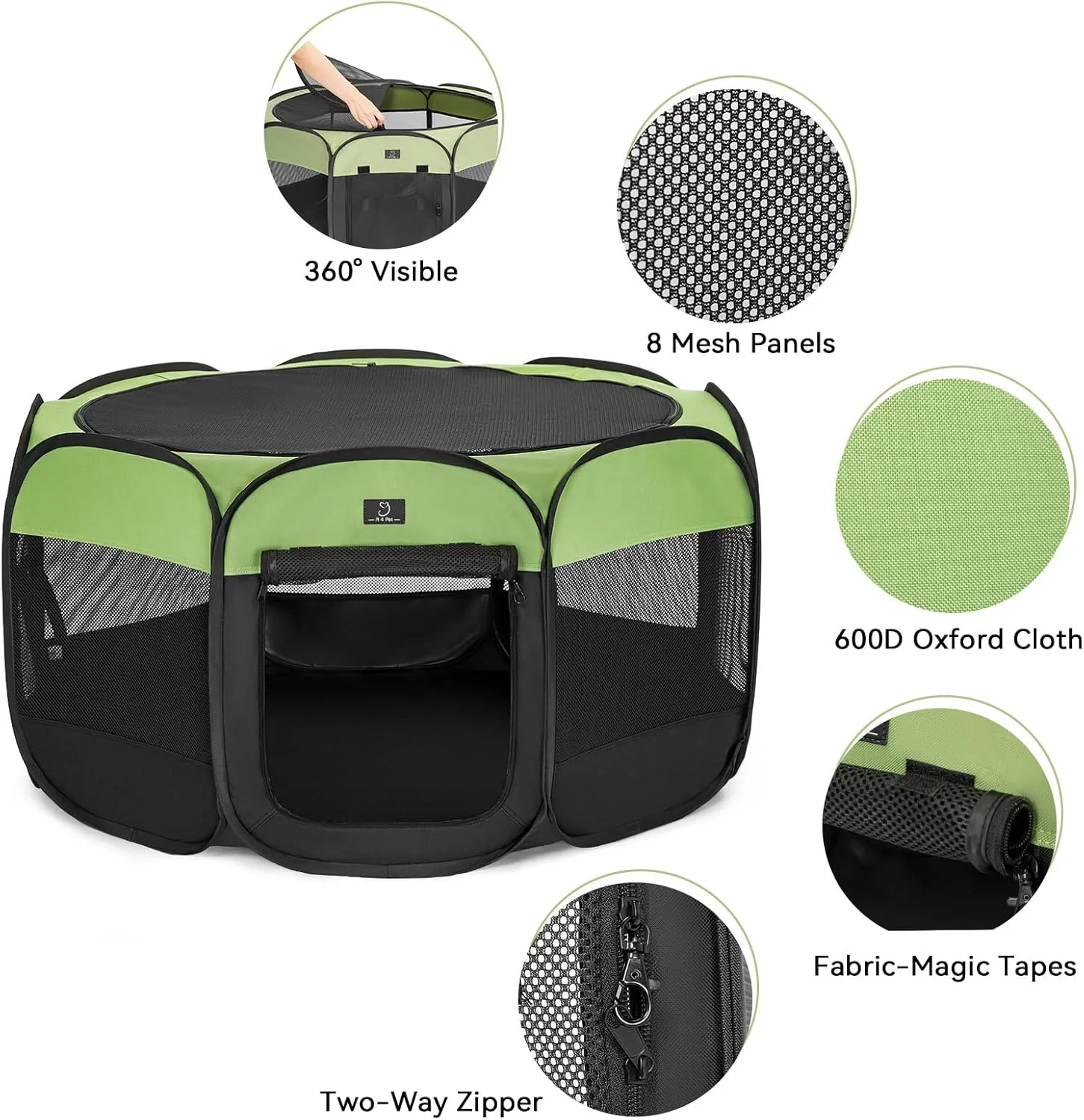 A4Pet Dog Playpen, Portable Pet Playpen, Foldable Dog Playpen Indoor/Outdoor - Ideal for Puppies, Kittens, and Small Animals - Removable Zipper & Collapsible Travel Bowl