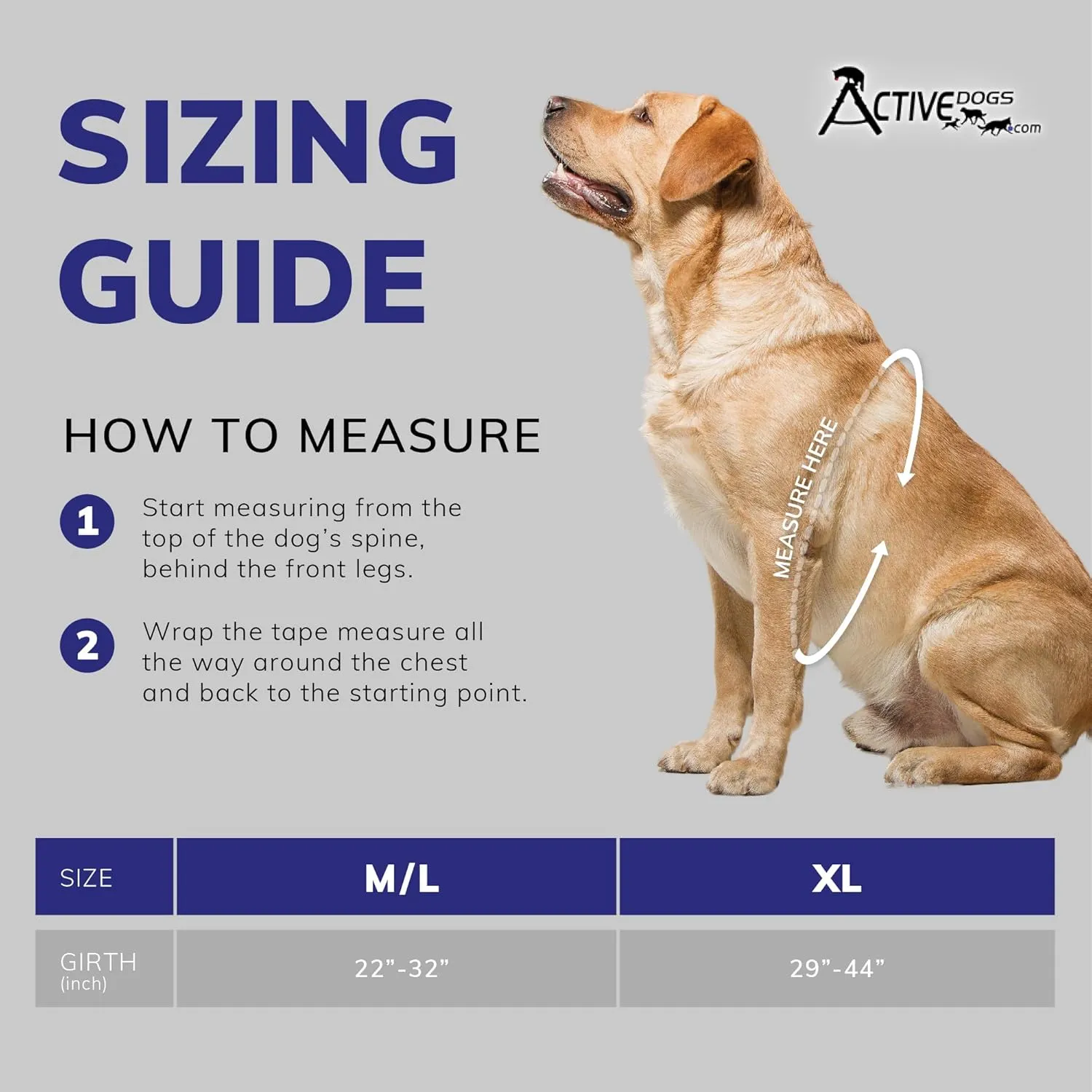 ActiveDogs Service Dog Harness - Balance & Stability Assistance w/Raised Handle-Padded Sheepskin Chest & Fully Adjustable Straps Harness - M Size, 26"-34", Royal Blue