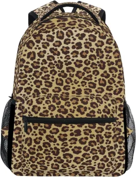 ALAZA Animal Leopard Print Brown Stylish Backpack Purse for Women Girls Kids School Personalized Laptop iPad Tablet Travel School Bag with Multiple Pockets