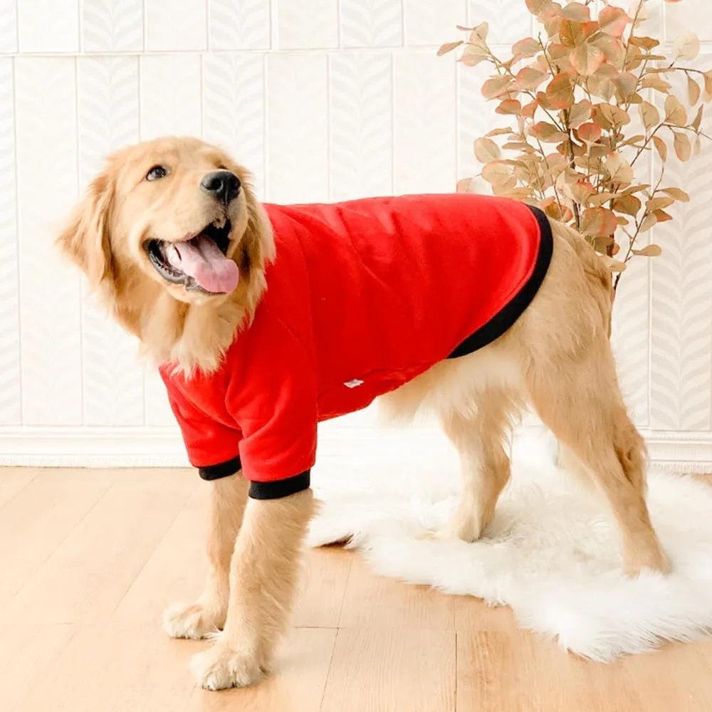 ANIAC Fall Sweater for Medium Dog Girl Boy, Red Big Shirt With Sleeves, Basic Hoodies, Warm Pet Clothes for Large Breeds 44-55 LB (5XL, Red)