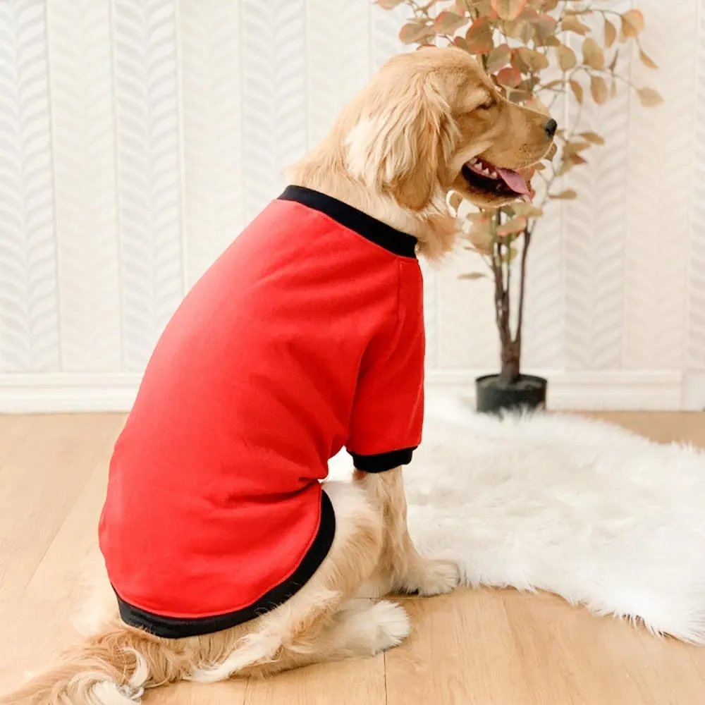 ANIAC Fall Sweater for Medium Dog Girl Boy, Red Big Shirt With Sleeves, Basic Hoodies, Warm Pet Clothes for Large Breeds 44-55 LB (5XL, Red)