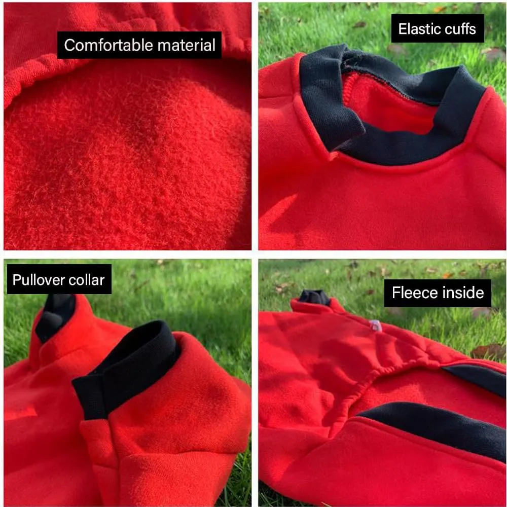 ANIAC Fall Sweater for Medium Dog Girl Boy, Red Big Shirt With Sleeves, Basic Hoodies, Warm Pet Clothes for Large Breeds 44-55 LB (5XL, Red)