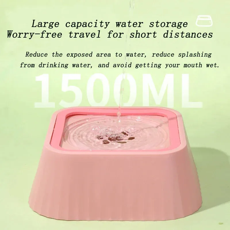 Anti-Spill Pet Water Fountain with Slow Drinking Feature and Removable Filter