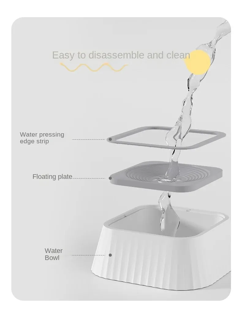 Anti-Spill Pet Water Fountain with Slow Drinking Feature and Removable Filter