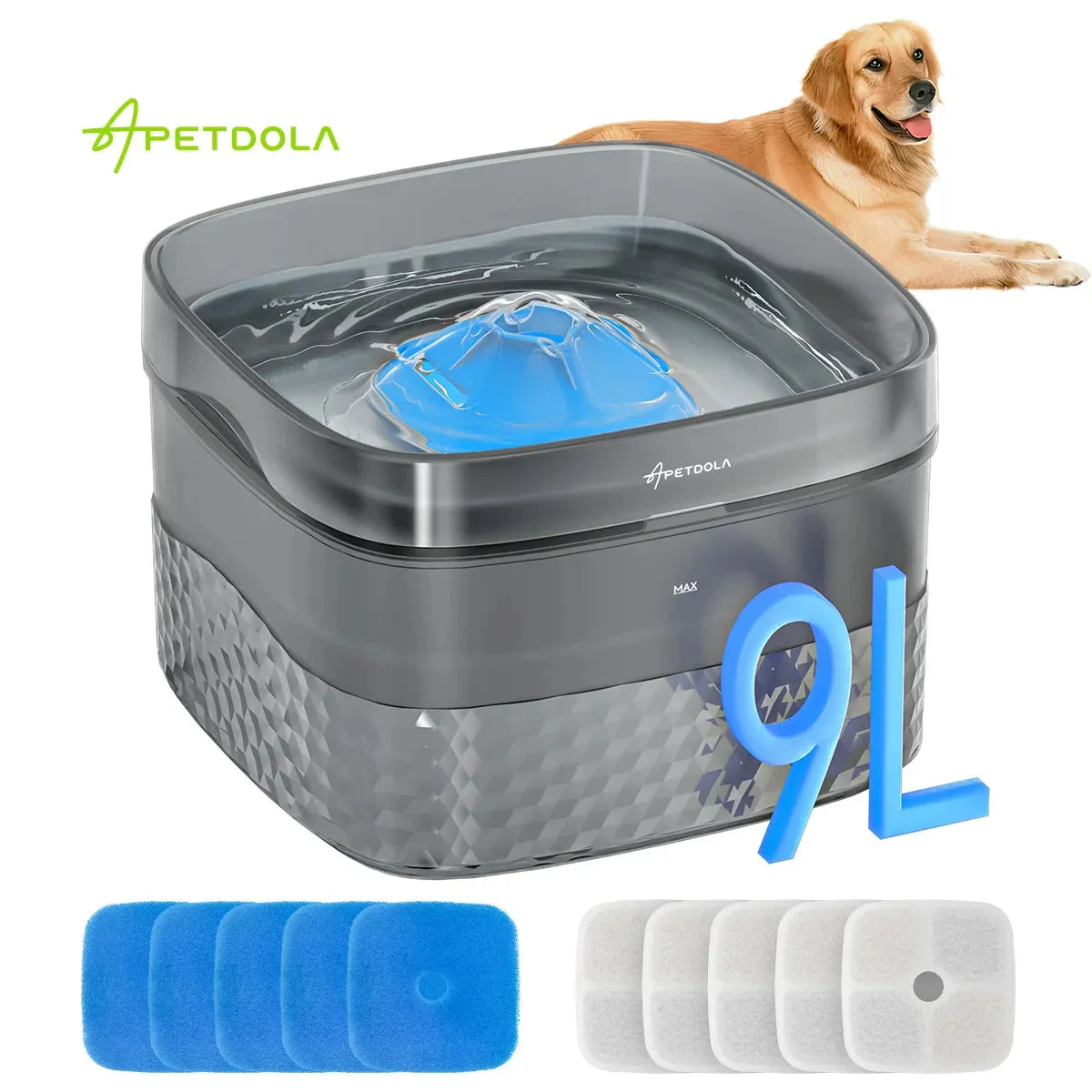 APETDOLA Large Capacity Pet Water Fountain - Ultra-Quiet Pump, Ideal for Multi-Pet Households