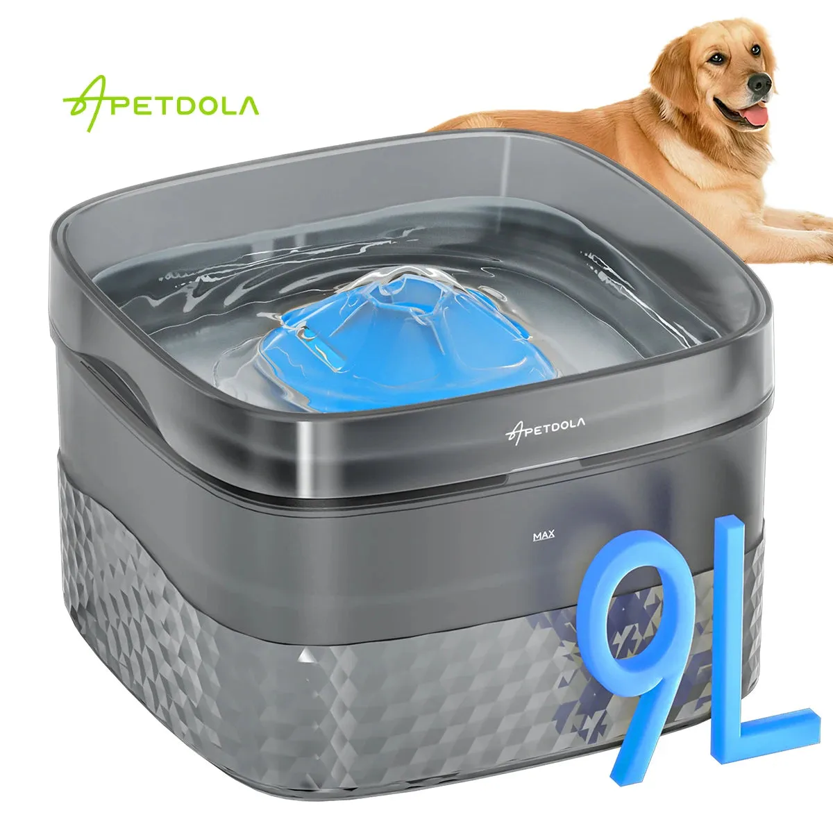 APETDOLA Large Capacity Pet Water Fountain - Ultra-Quiet Pump, Ideal for Multi-Pet Households