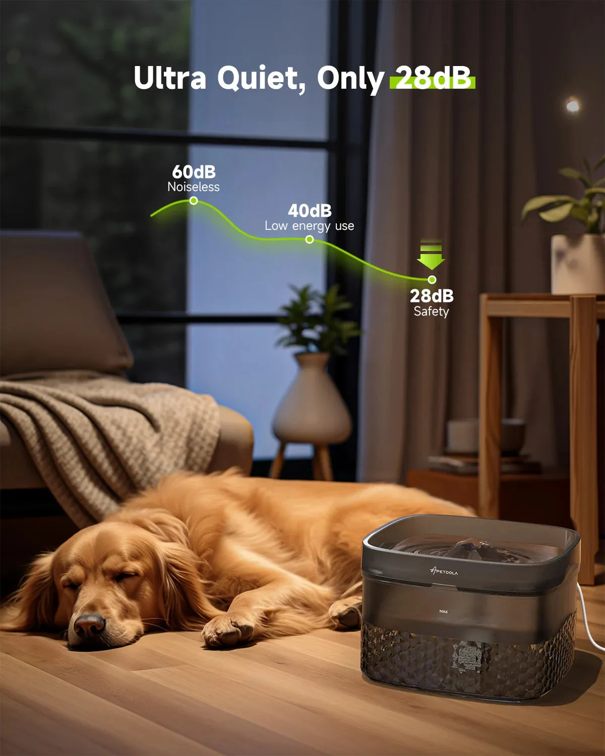 APETDOLA Large Capacity Pet Water Fountain - Ultra-Quiet Pump, Ideal for Multi-Pet Households
