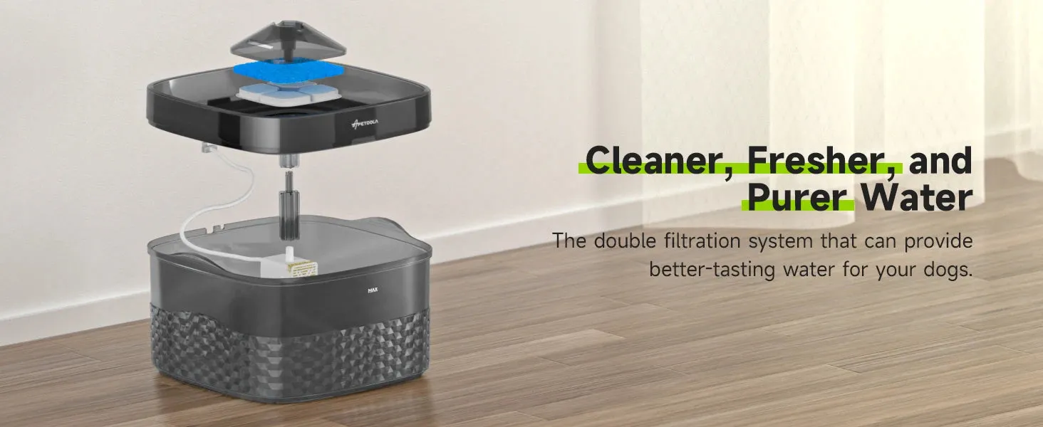 APETDOLA Large Capacity Pet Water Fountain - Ultra-Quiet Pump, Ideal for Multi-Pet Households