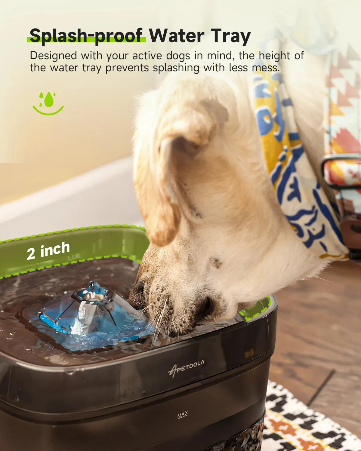 APETDOLA Large Capacity Pet Water Fountain - Ultra-Quiet Pump, Ideal for Multi-Pet Households