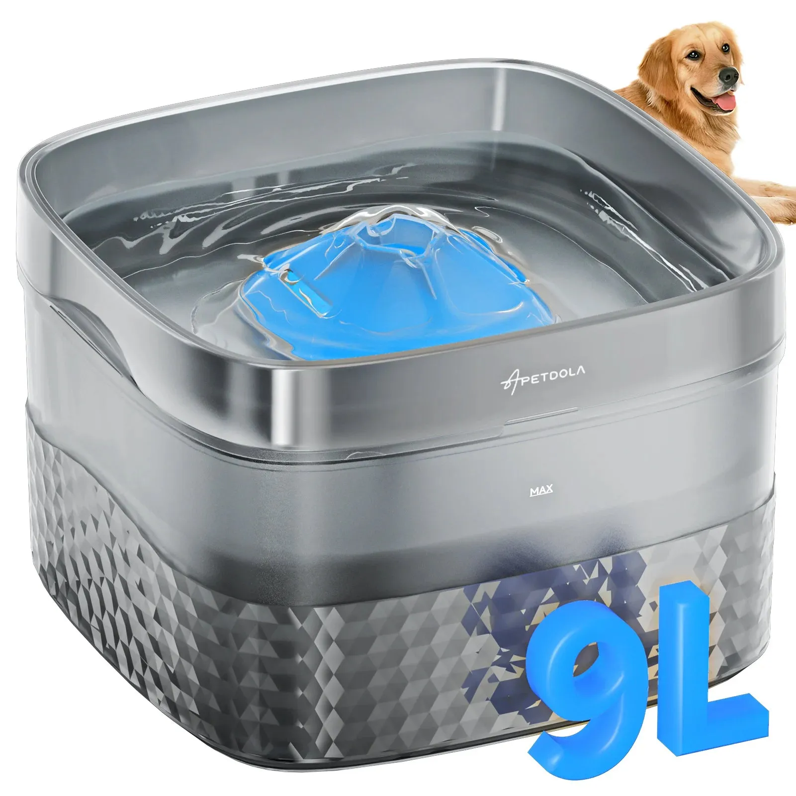 APETDOLA Large Capacity Pet Water Fountain - Ultra-Quiet Pump, Ideal for Multi-Pet Households