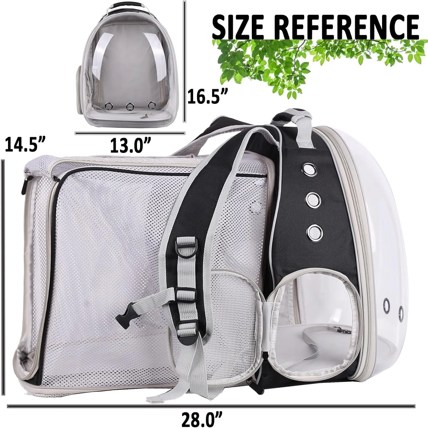 Back Extension Pet Backpack Carrier for Cat and Small Puppy up to 13 Pounds, Clear Space Capsule Astronaut Transparent Bubble Window Backpack to Carry and Transport Cat to Vet and Traveling