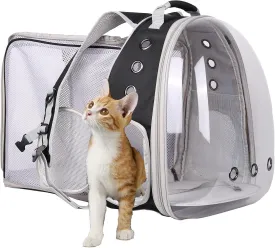Back Extension Pet Backpack Carrier for Cat and Small Puppy up to 13 Pounds, Clear Space Capsule Astronaut Transparent Bubble Window Backpack to Carry and Transport Cat to Vet and Traveling