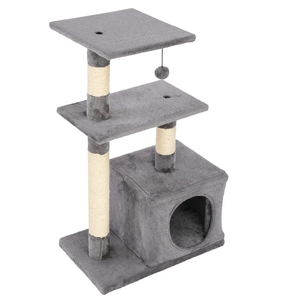 BEESCLOVER 32in Three-layer Cat Climbing Frame Pet Play Condo Grey