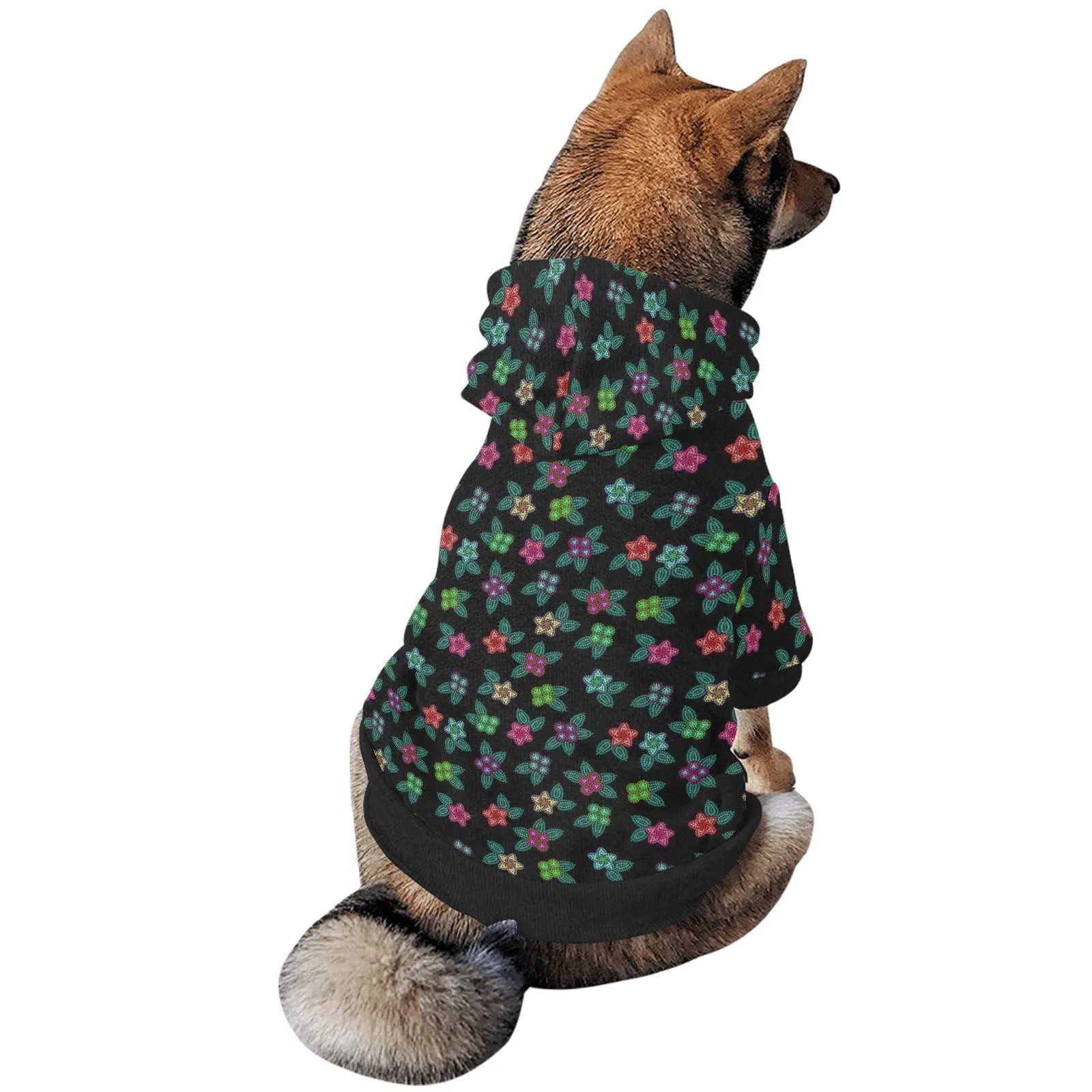 Berry Flowers Black Pet Dog Hoodie