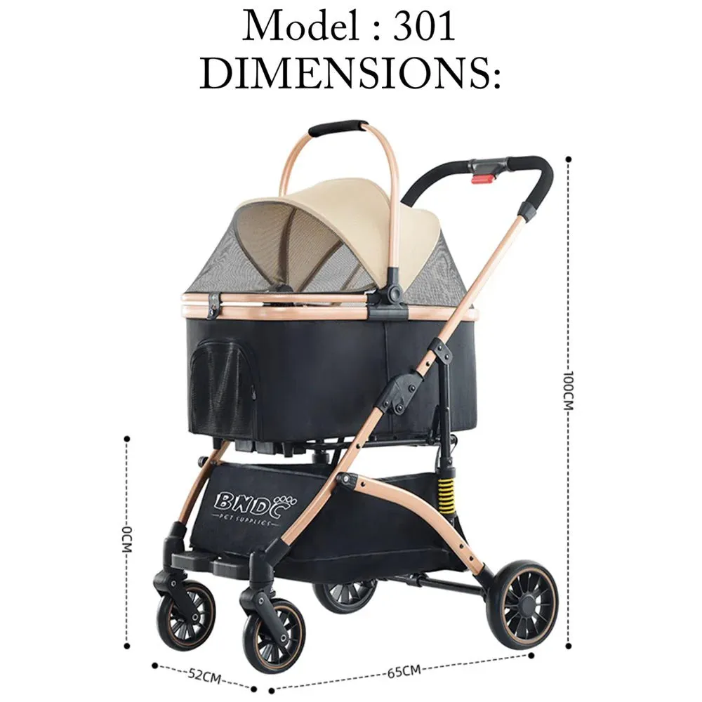 BNDC 301 Pram & Stroller For Dogs & Cats (Khaki)