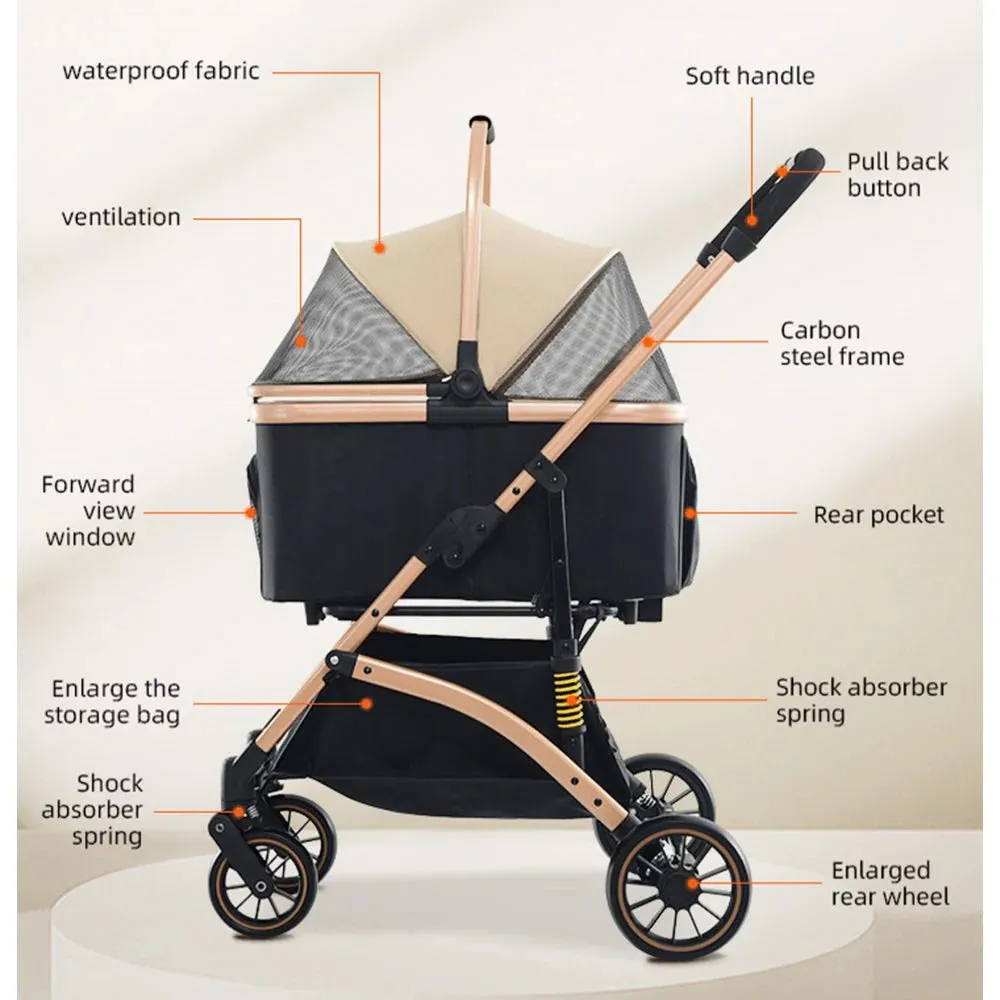 BNDC 301 Pram & Stroller For Dogs & Cats (Khaki)