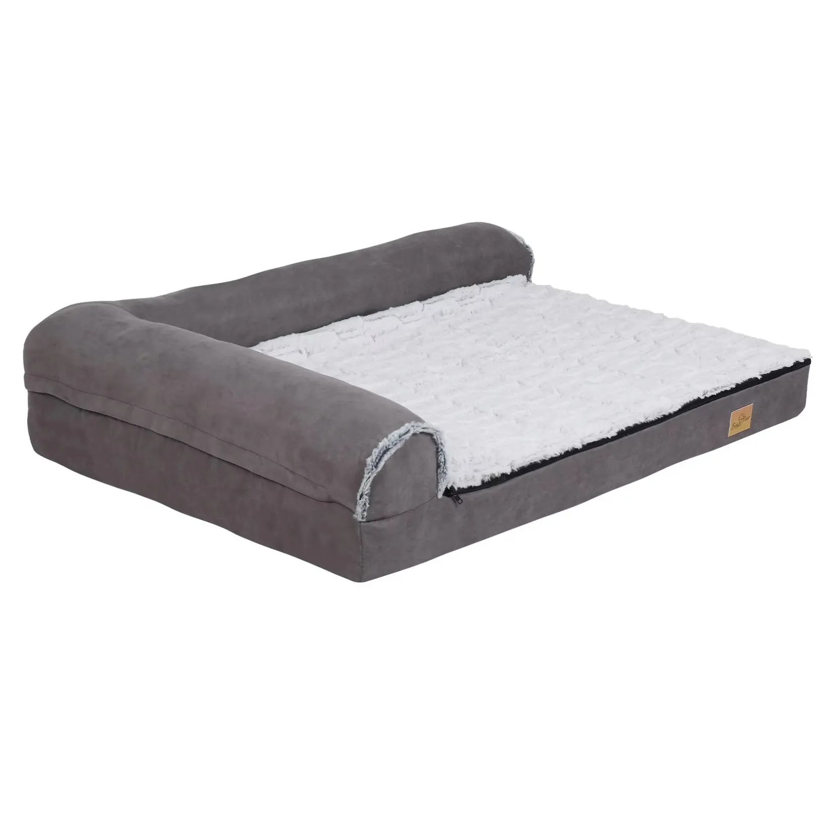 Bolster Dog Bed for Extra Large Dogs, Memory Foam Orthopedic L-Shape Dog Beds with Removable Washable Cover Cozy Plush Dog Sofa