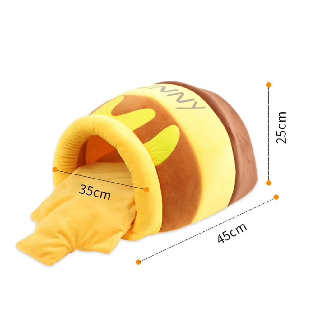 Cat Bed House | Removable Plush Mat & Four Seasons Cushion Basket | Honey Jar Shape | Machine Washable Pet Accessories