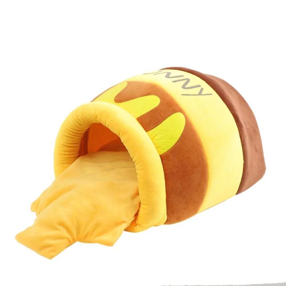 Cat Bed House | Removable Plush Mat & Four Seasons Cushion Basket | Honey Jar Shape | Machine Washable Pet Accessories