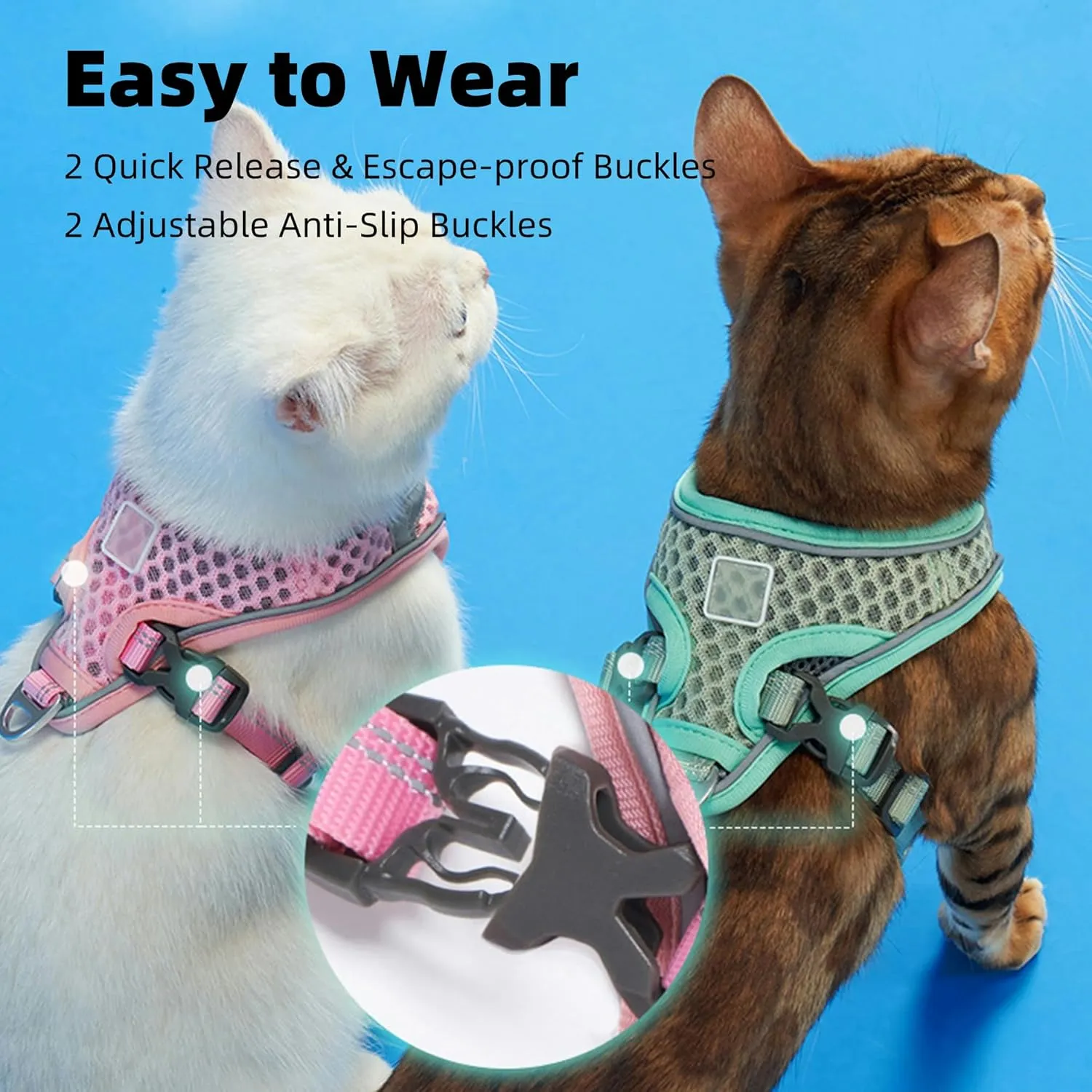 Cat Harness and Leash Set for Comfortable Outdoor Walking, Escape Proof, Adjustable Soft Kitten Vest Harness with Reflective Strip for Cats, Small Dogs (Black, S)