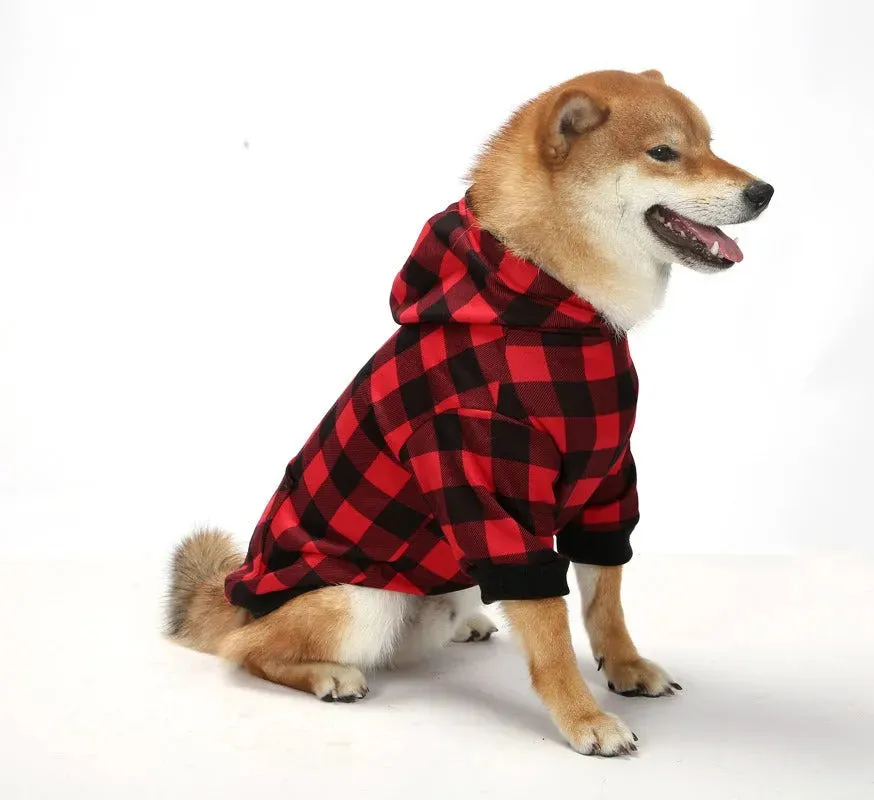 Christmas Plaid Hoodie for Dogs – Warm Hooded Pet Clothing