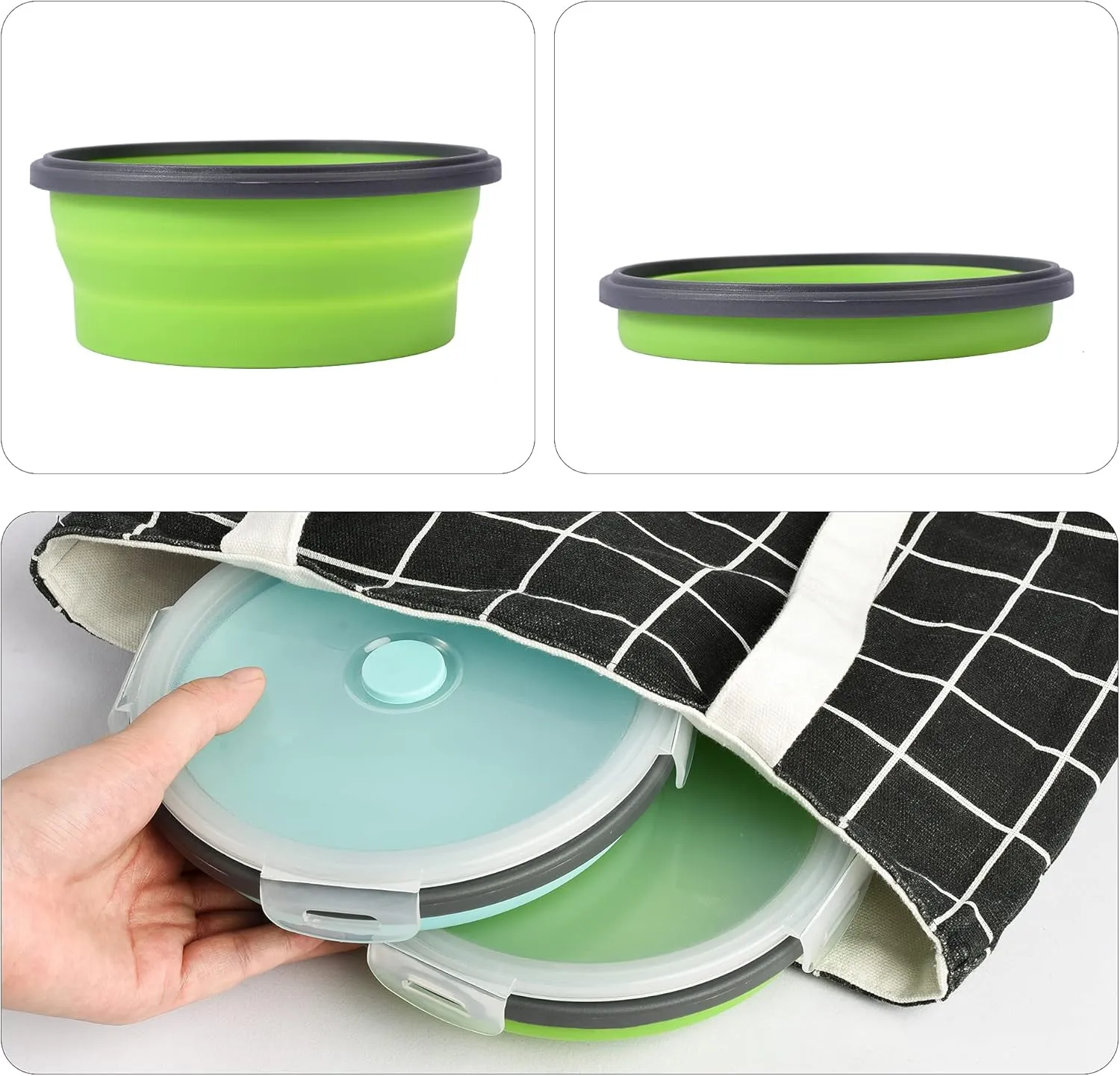 Collapsible Dog Bowls with Lids, 2 Pack Travel Dog Bowls for Small Size Dogs, Silicone Portable Dog Food Bowls Water Cup Cat Bowls Dish for Camping Traveling Walking, 12 oz 350ml