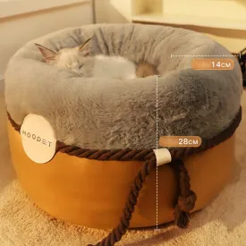 Cozy Cat Bed: Warm Pet Basket for Deep Sleep Comfort | Kitten Lounger Cushion for Cats & Puppies | Soft Dog Cave for Winter