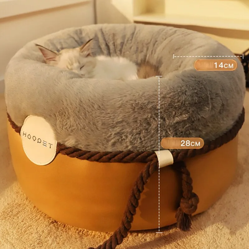 Cozy Cat Bed: Warm Pet Basket for Deep Sleep Comfort | Kitten Lounger Cushion for Cats & Puppies | Soft Dog Cave for Winter