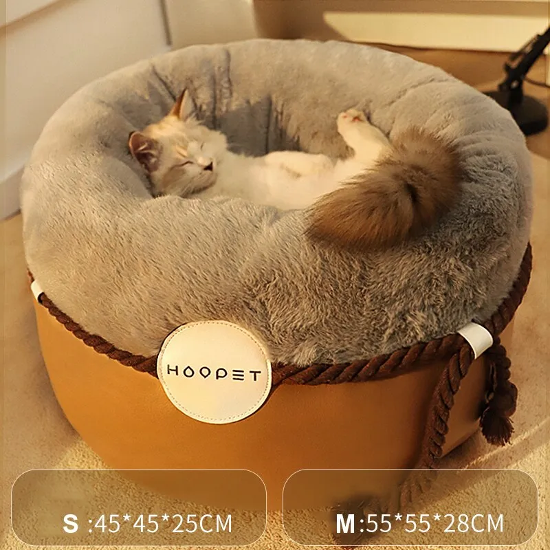 Cozy Cat Bed: Warm Pet Basket for Deep Sleep Comfort | Kitten Lounger Cushion for Cats & Puppies | Soft Dog Cave for Winter