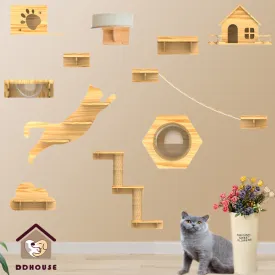 Customized wall mounted cat tree Cat Furniture On Walls Solid wood Cat Bridge wall-mounted Cat furniture