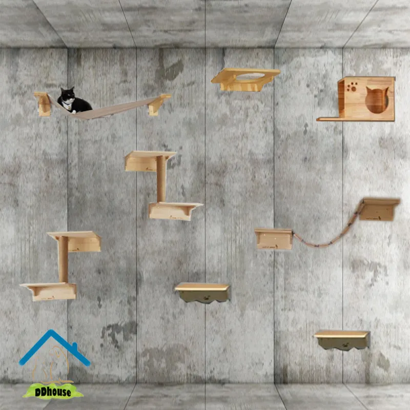 Customized wall mounted cat tree Cat Furniture On Walls Solid wood Cat Bridge wall-mounted Cat furniture