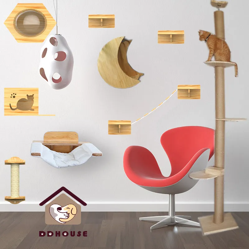 Customized wall mounted cat tree Cat Furniture On Walls Solid wood Cat Bridge wall-mounted Cat furniture