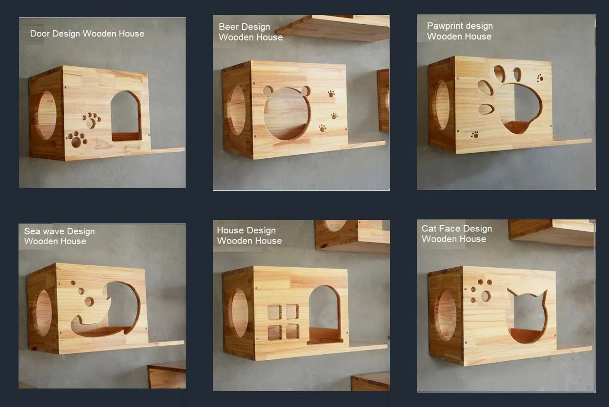 Customized wall mounted cat tree Cat Furniture On Walls Solid wood Cat Bridge wall-mounted Cat furniture