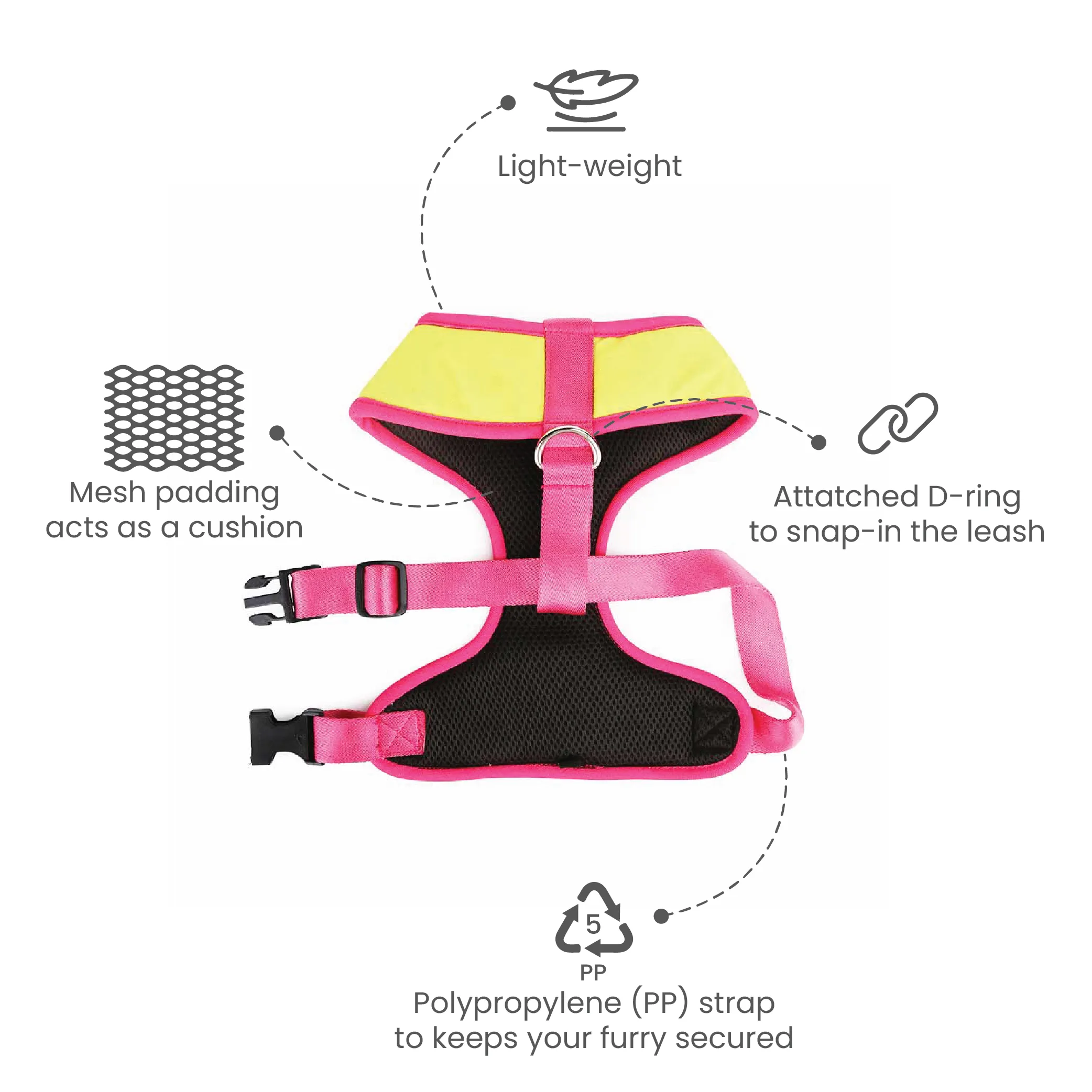 Dear Pet Double Trouble Lime & Pink Harness for Dogs
