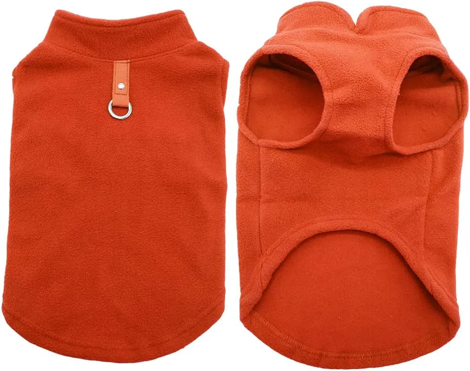 Dog Fleece Vest Soft Winter Jacket Sweater with D-Ring Leash Cold Weather Coat Hoodie for Small Medium Large Dogs Red X-Large