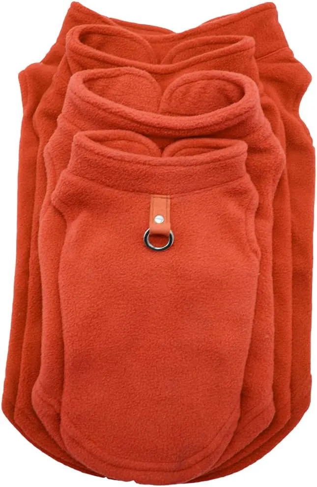 Dog Fleece Vest Soft Winter Jacket Sweater with D-Ring Leash Cold Weather Coat Hoodie for Small Medium Large Dogs Red X-Large