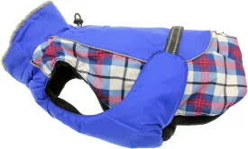Doggie Design Alpine All Weather Dog Sport Parka Coat - Royal Blue Plaid Size XL