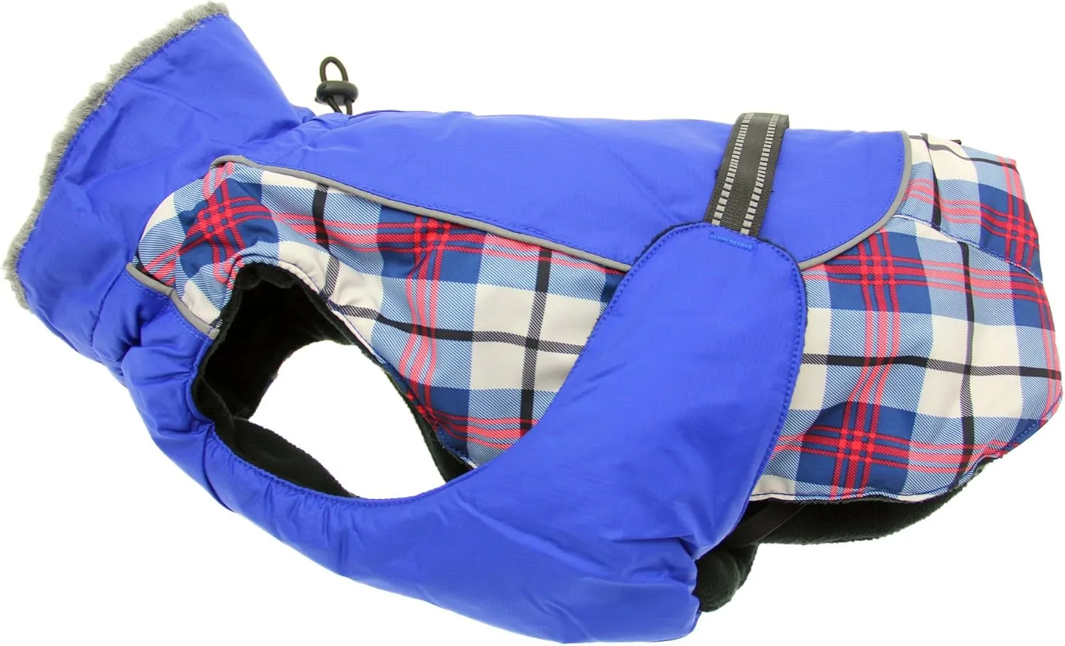 Doggie Design Alpine All Weather Dog Sport Parka Coat - Royal Blue Plaid Size XL