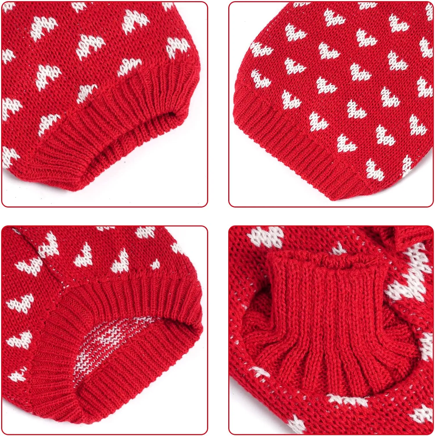 Dxhycc Dog Knitted Sweater Dog Heart Sweater Puppy Sweater Warm Soft Pet Holiday Clothes for Small Cats and Dogs (Red, S)