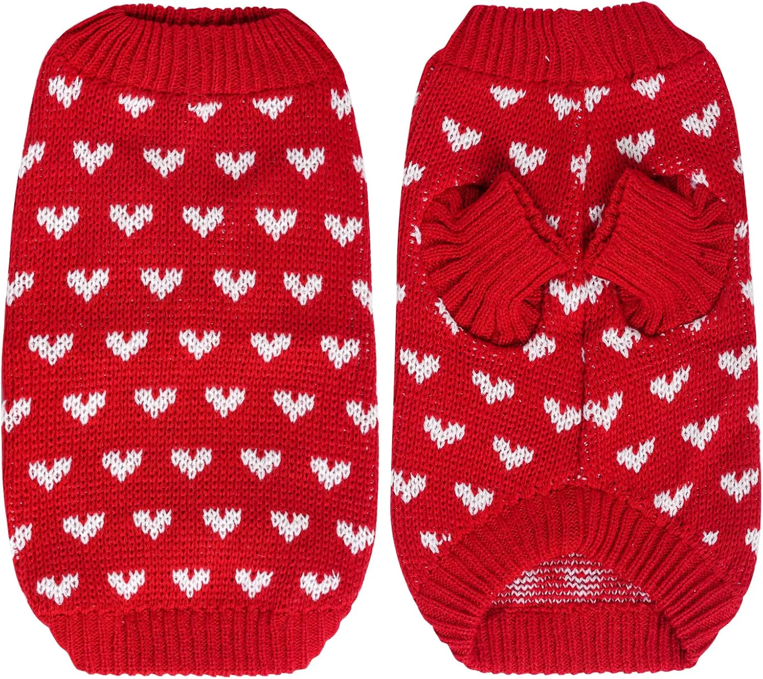 Dxhycc Dog Knitted Sweater Dog Heart Sweater Puppy Sweater Warm Soft Pet Holiday Clothes for Small Cats and Dogs (Red, S)