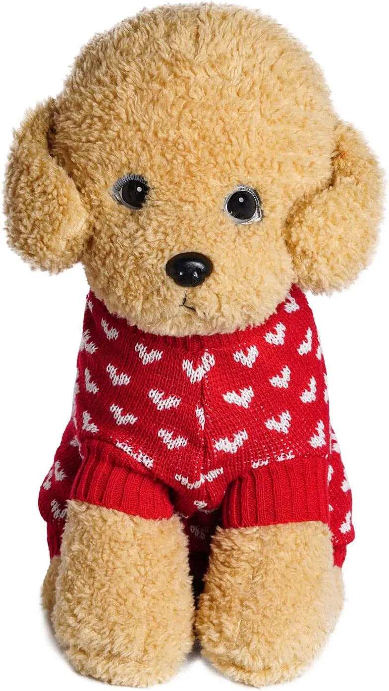 Dxhycc Dog Knitted Sweater Dog Heart Sweater Puppy Sweater Warm Soft Pet Holiday Clothes for Small Cats and Dogs (Red, S)