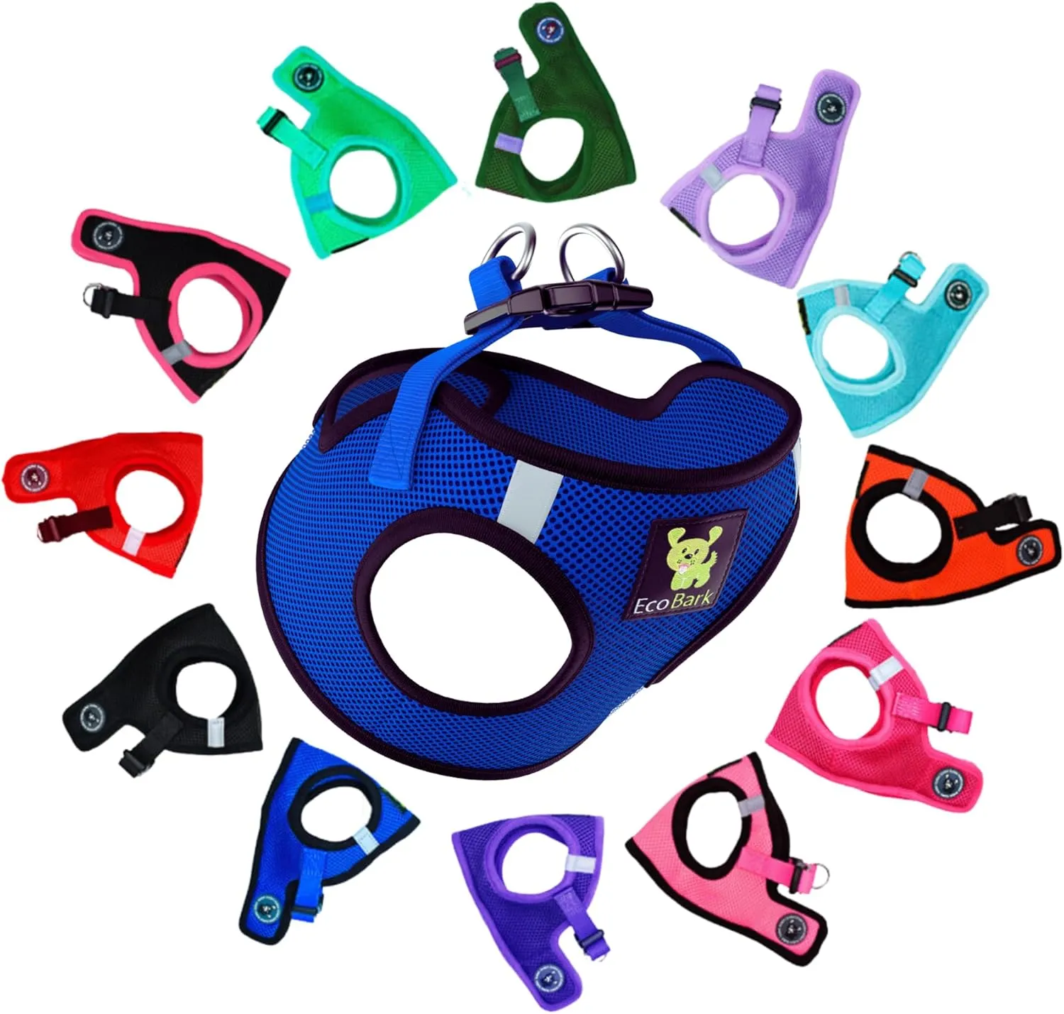 EcoBark Step in Dog Harness Reflective Soft Ultra Padded Mesh Dog Harnesses for XXS, XS, Small, and Medium Dogs Eco-Friendly Comfort Secure Halter No Pull Adjustable Pet Vest (XXXS, Royal Blue)