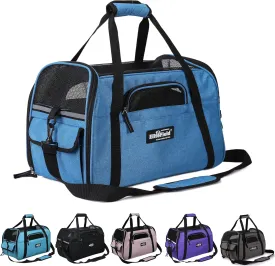 EliteField Soft Sided Pet Carrier (3 Year Warranty, Airline Approved), Multiple Sizes and Colors Available (17" L x 9" W x 12" H, Sapphire Blue)